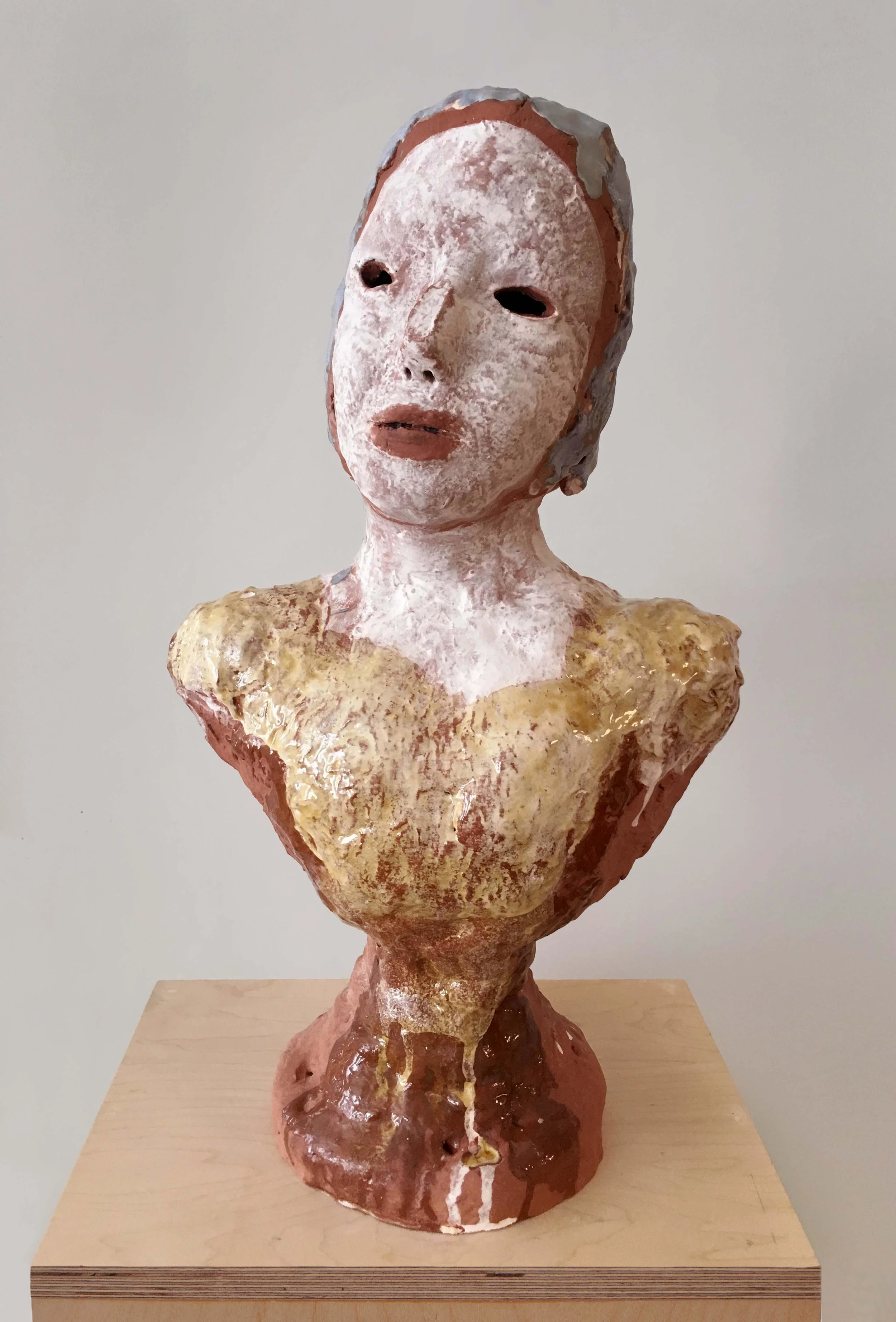 Terracotta Portrait Bust with Princess Neckline, 2016, ceramic, 22.5’X12.5”X7” (Photo by Alan Wiener)