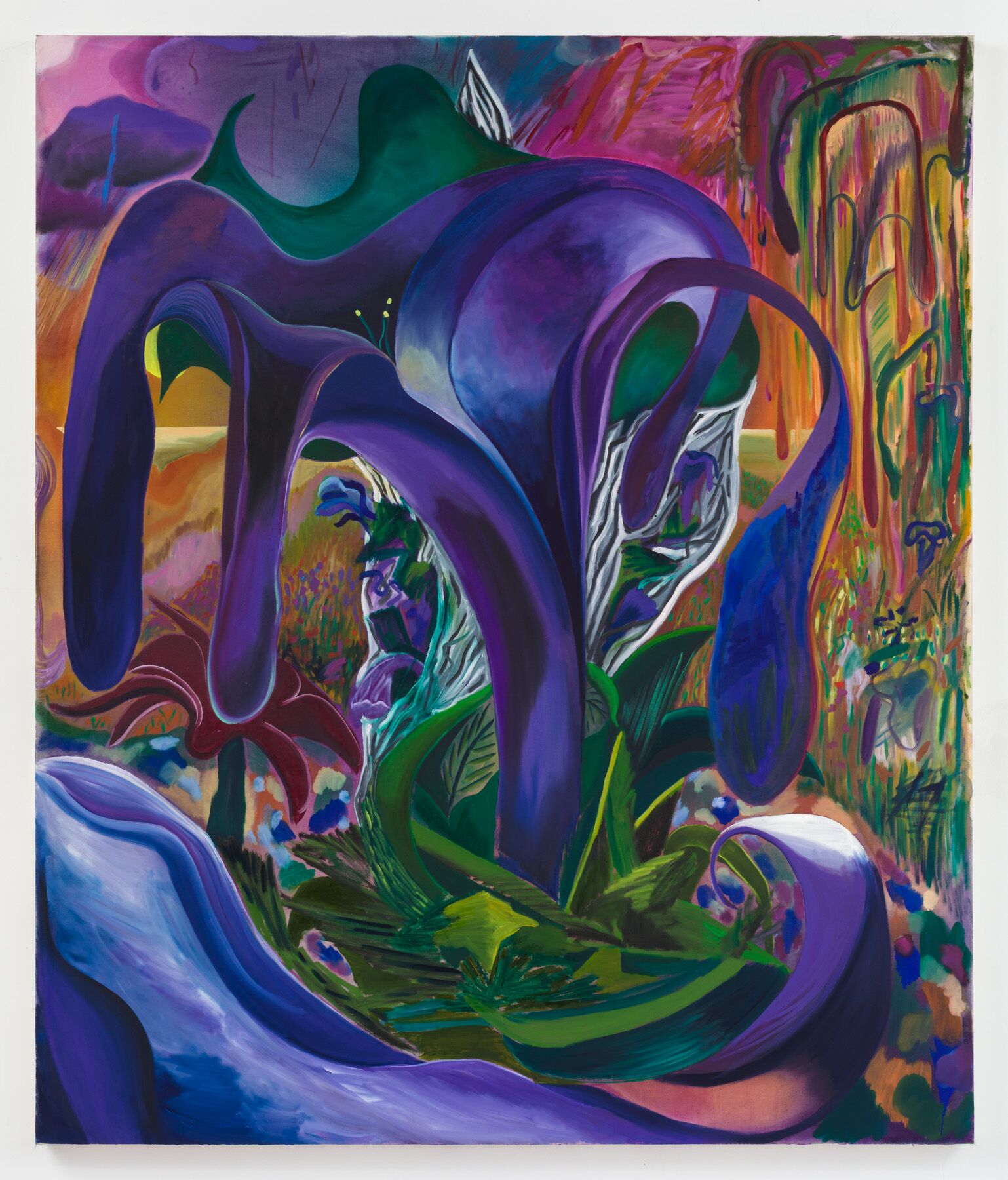 Shara Hughes, Naked Lady , 2019, oil and dye on canvas, 78 x 66 inches (198.1 x 167.6 cm). Courtesy of the artist and Rachel Uffner Gallery.