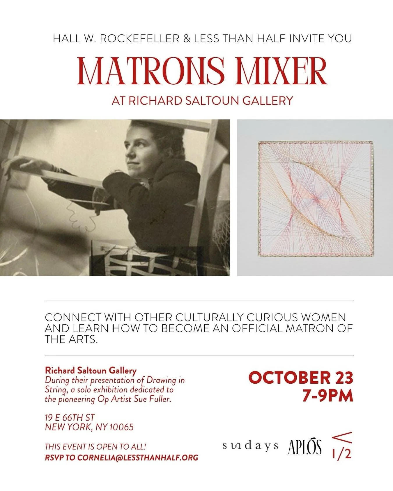 What&rsquo;s an LTH Matrons Mixer?

Our Matrons Mixers are casual gatherings where you can connect with other smart, inspiring art lovers who share Less Than Half&rsquo;s passion for collecting women artists (it&rsquo;s not charity&mdash;it&rsquo;s i