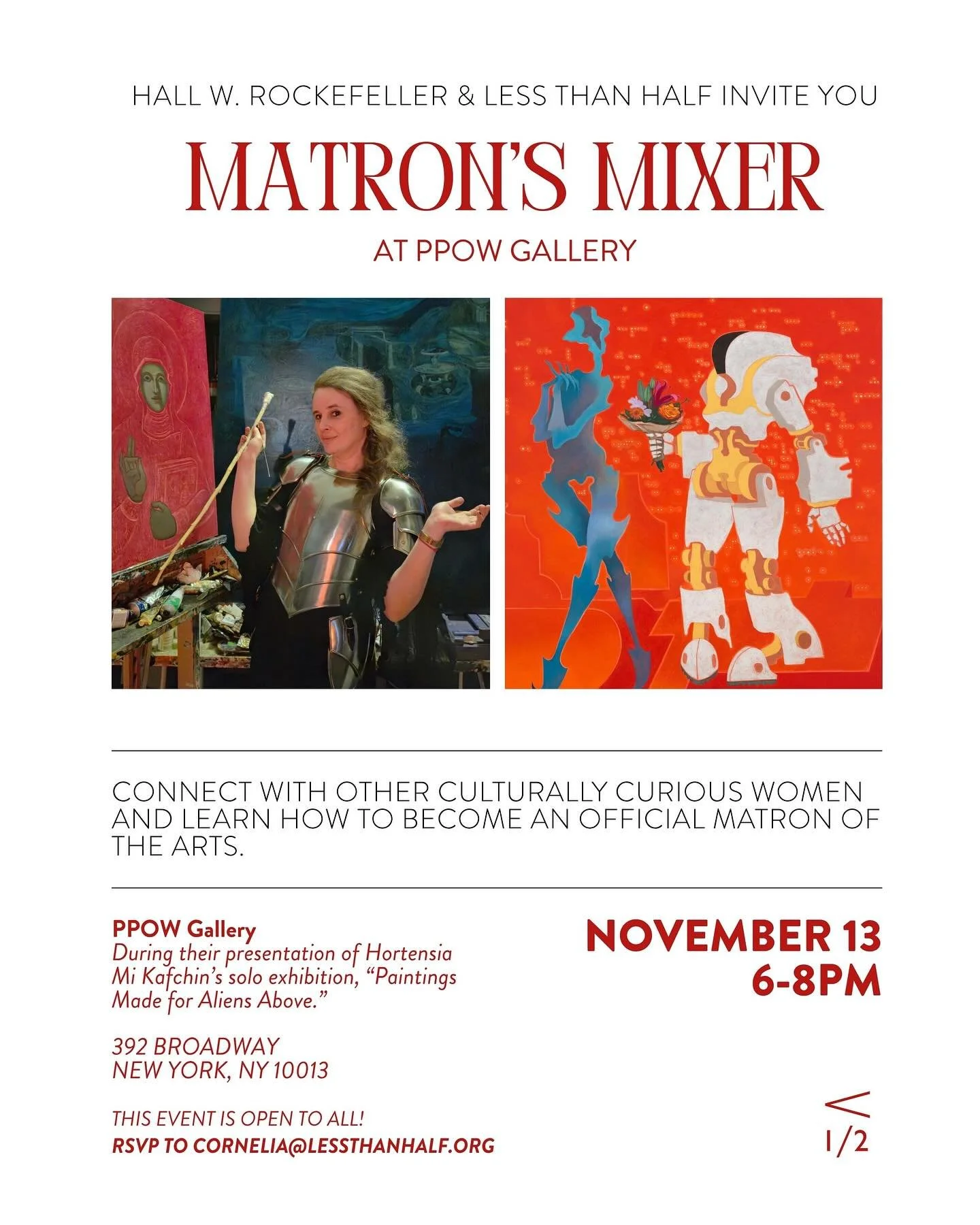 🔮 This Halloween, we&rsquo;re seeing visions of the future.

Join Less Than Half and @all.the.lady.artists for our next Matrons Mixer &mdash; open to all &mdash; on Thursday, November 13th, from 6&ndash;8 PM at @ppowgallery in Tribeca &mdash; featur