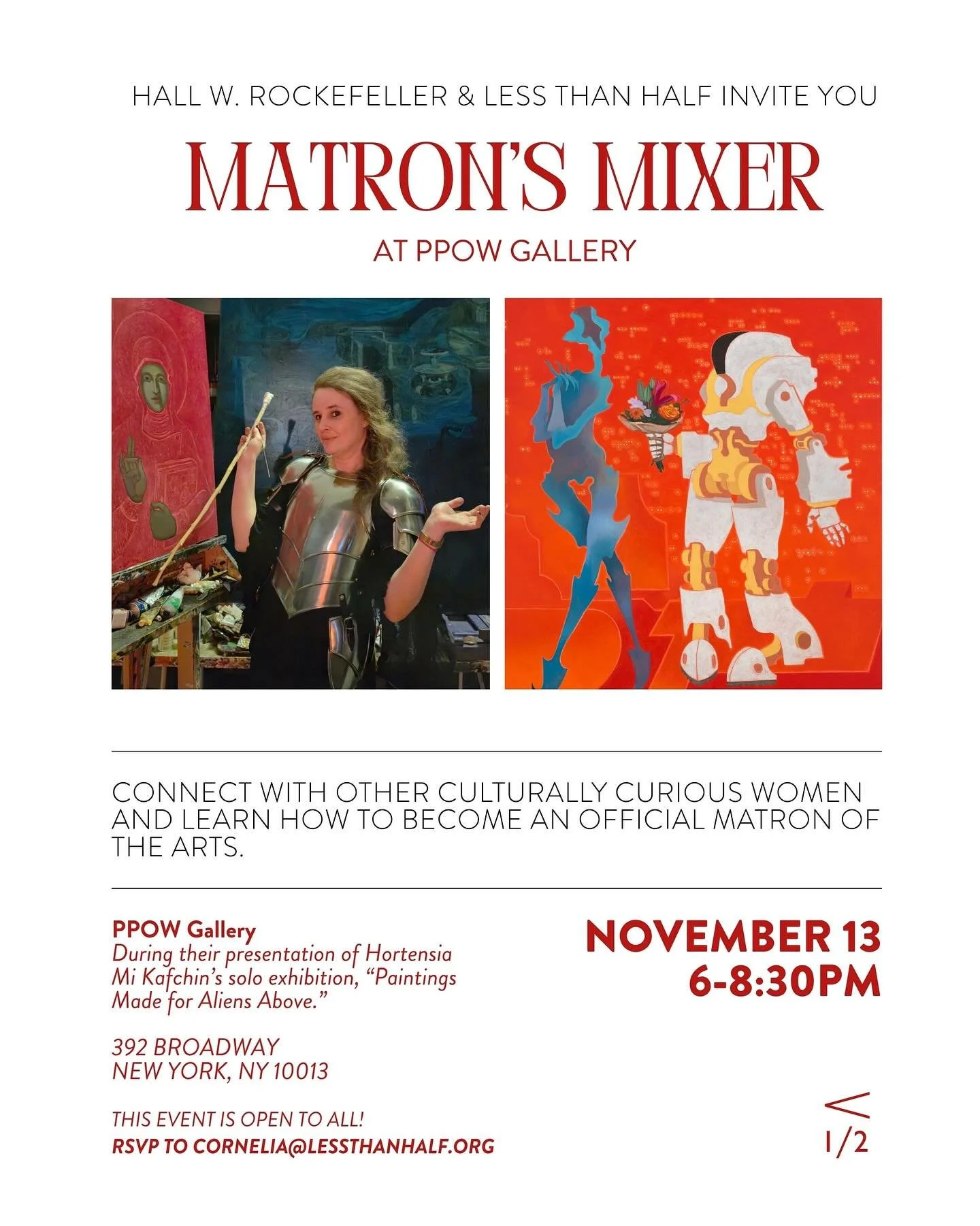 ✨ Extended Hours

You asked, we answered! Our next mixer is a week away, and we&rsquo;ve extended the event for even more mingling, community, and connection.

Join us as we toast to the power of women art collectors &mdash; and discover the creativi