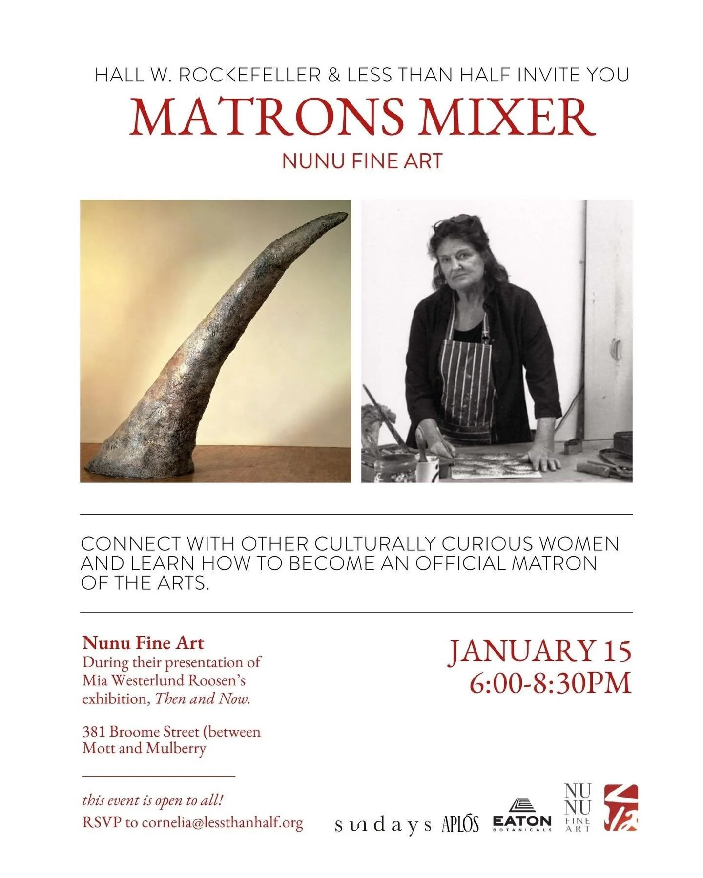 An invitation to connect, collect, and celebrate women artists ✨

Join us for our next Matrons Mixer at Nunu Fine Art, where culturally curious women come together to connect, collect, and learn how to become official Matrons of the Arts. This gather