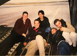 Jessica on a European tour with her Air Force Strings comrades waiting for take-off on a KC-135.