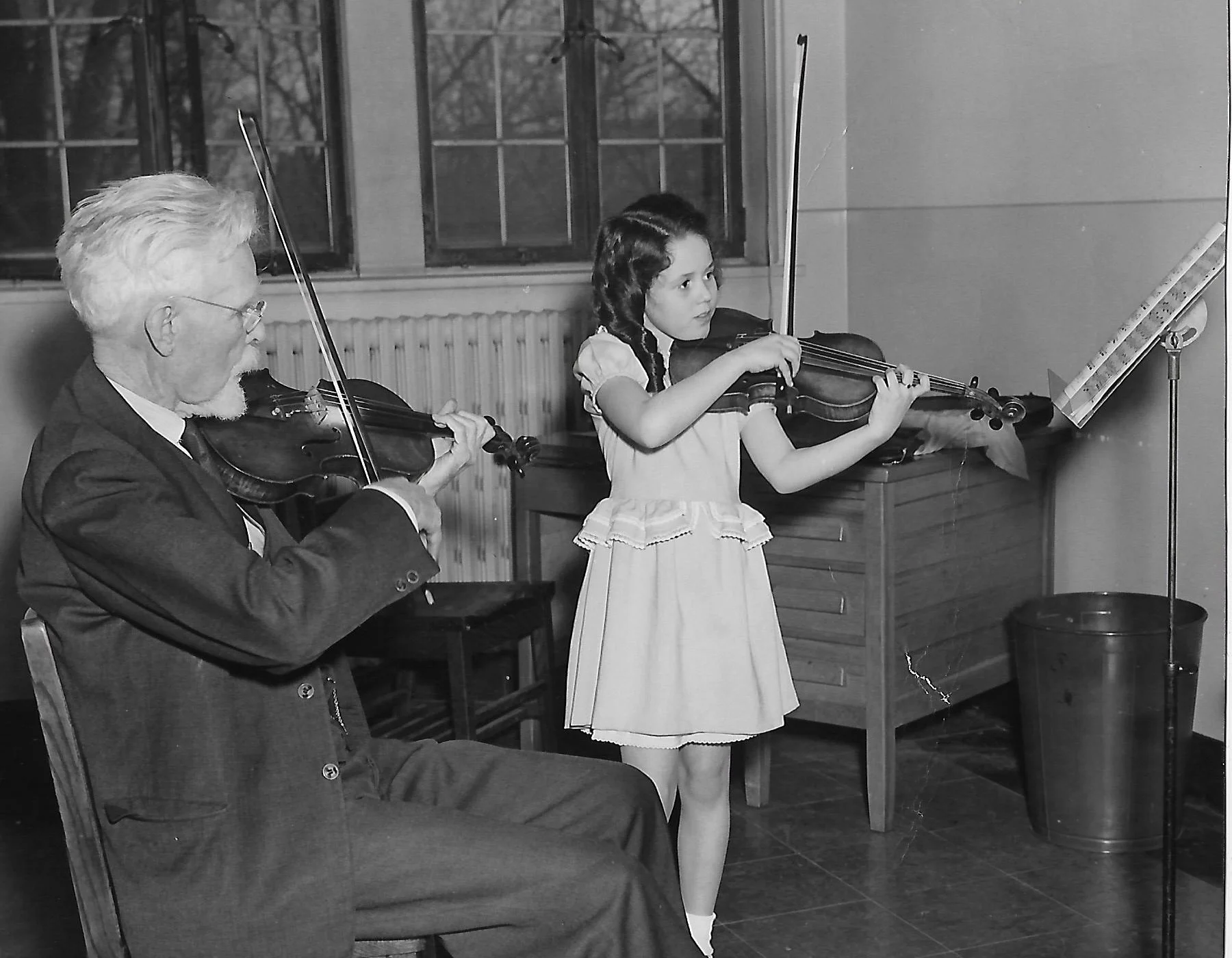  Meg with F. Schaefer (first violin teacher, Meg 8 yrs old; Dr. Schaefer 83 yrs old)