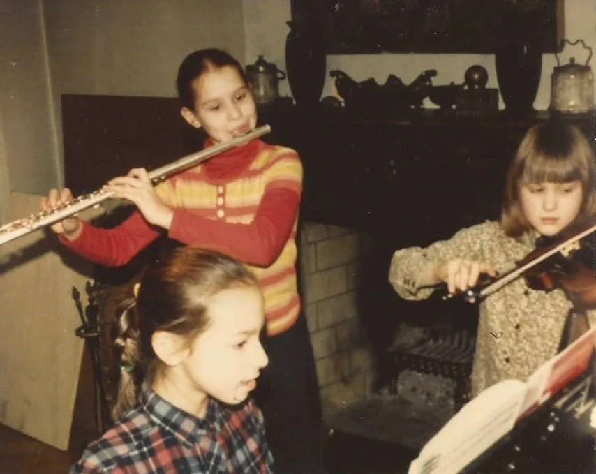 Me at age 11 with my sister Ava, on violin and my best friend - still to this day - Milina, on piano.