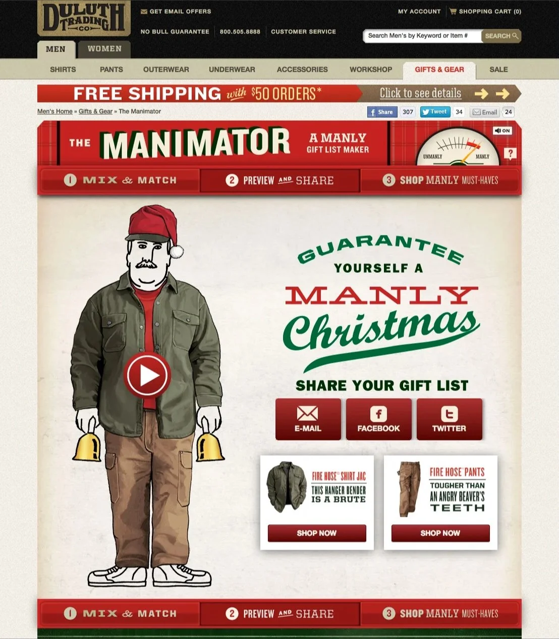 Manimator Holiday Flipbook Interactive eCommerce Microsite
