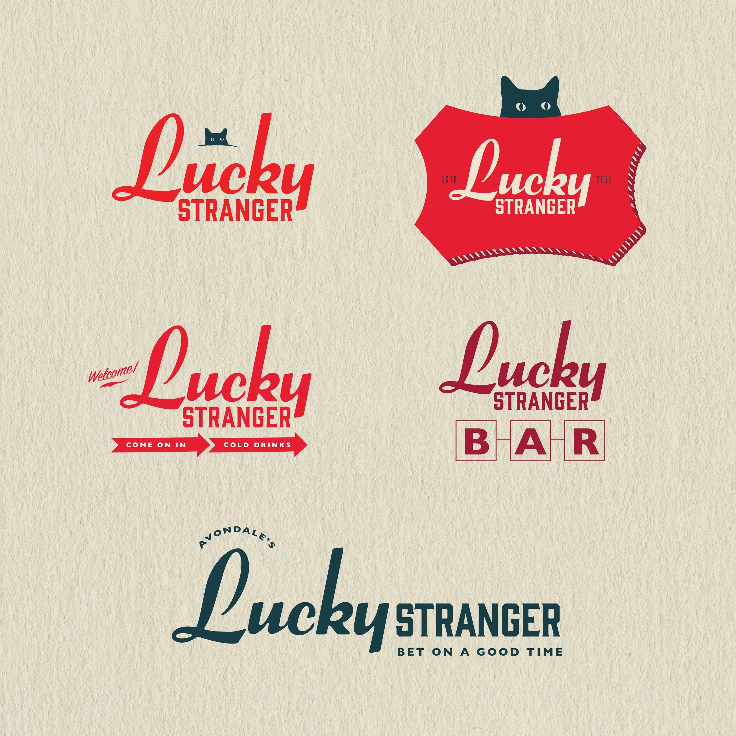 Lucky Stranger extended logo family + badges