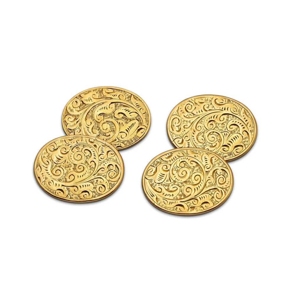 Boutons De Manchette époque Édouardienne / Art Déco Dorés - Occasion, Monogrammables