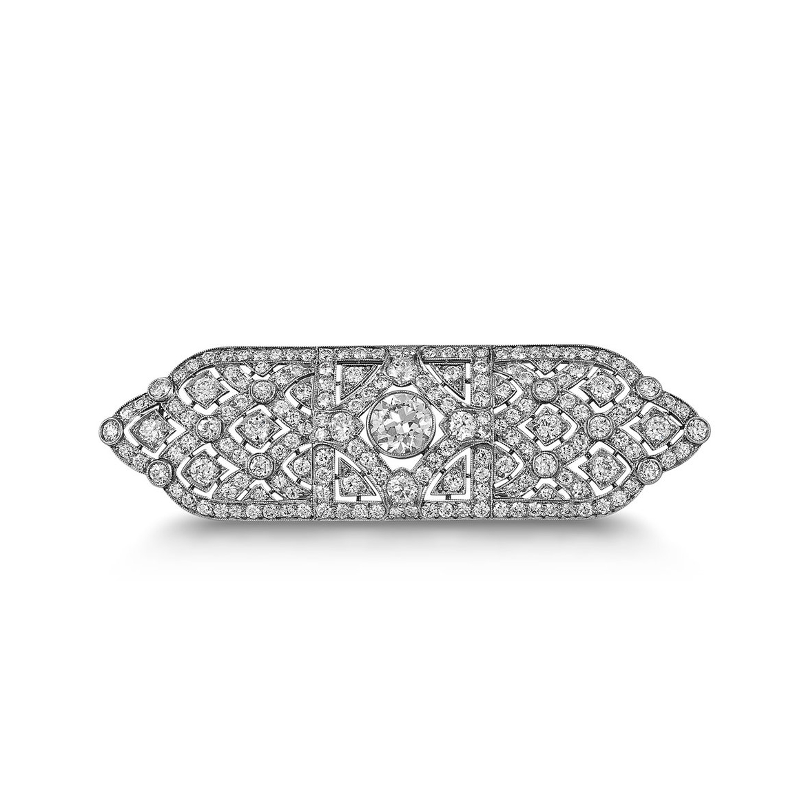 Art Deco Diamond Platinum Gold Bar Brooch