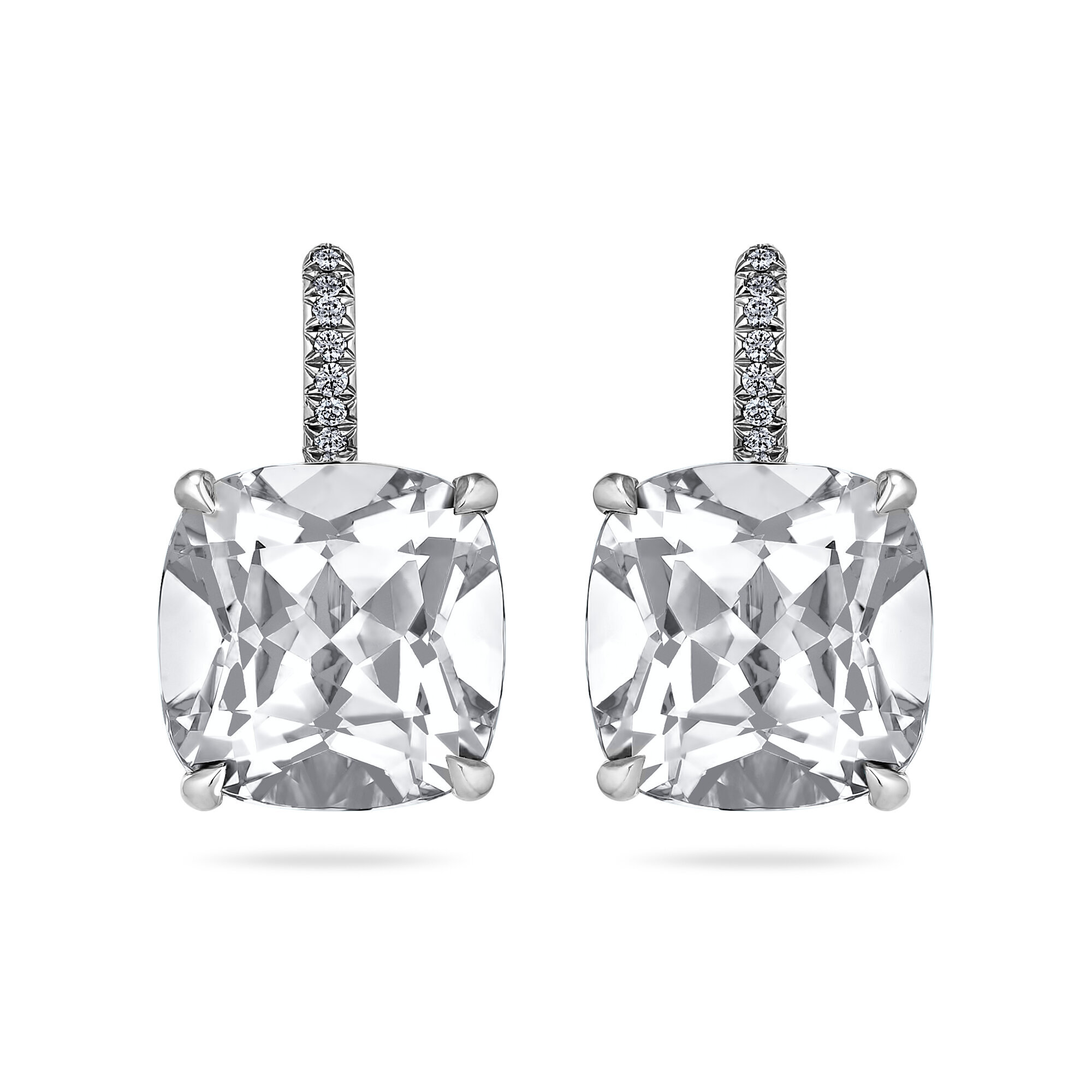 Glistening 1.50 CT Cushion Cut Diamond Stud Earrings in 18 KT White Go –  Primestyle.com