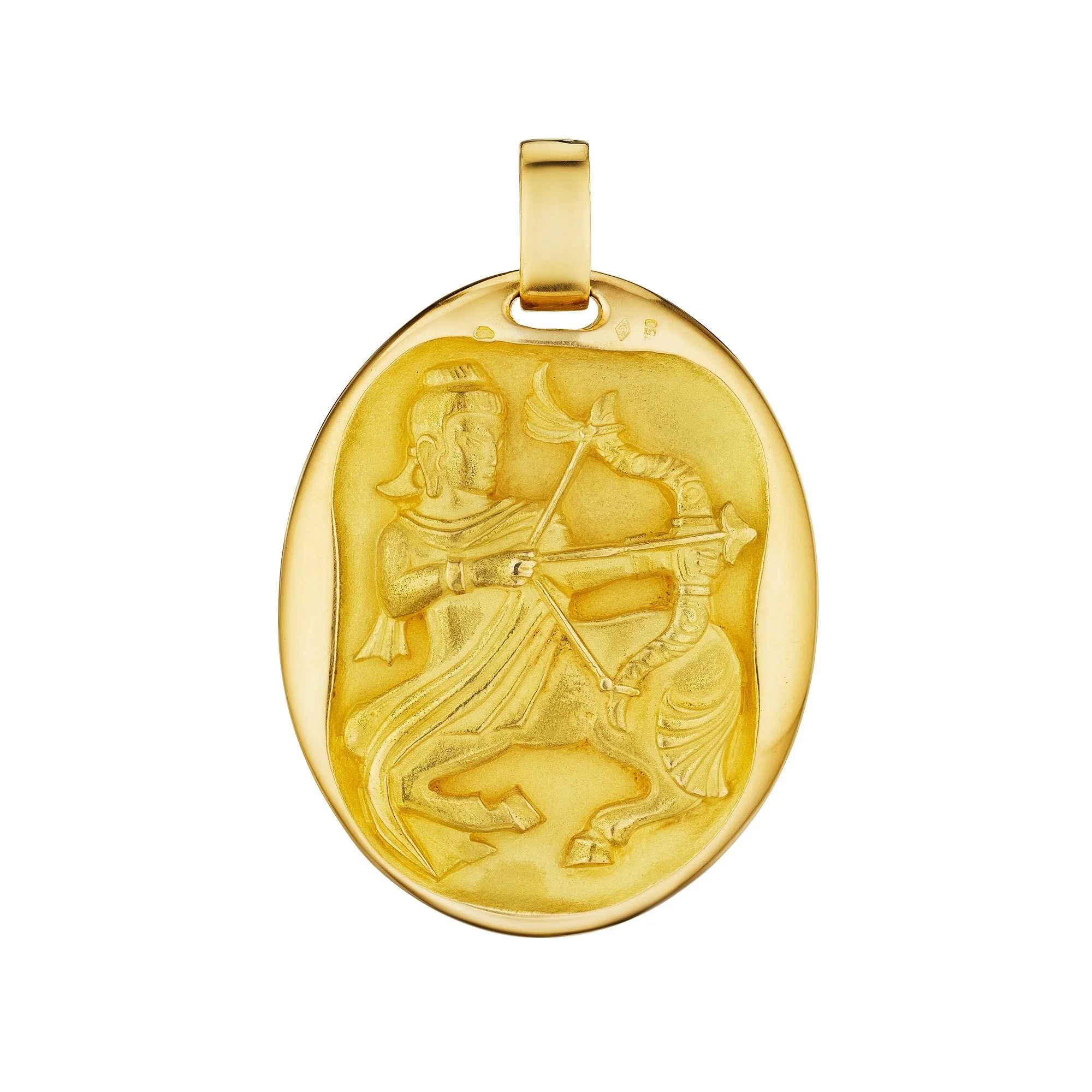 Cartier Georges L'Enfant Gold Sagittarius Vintage Zodiac Large Oval Pendant