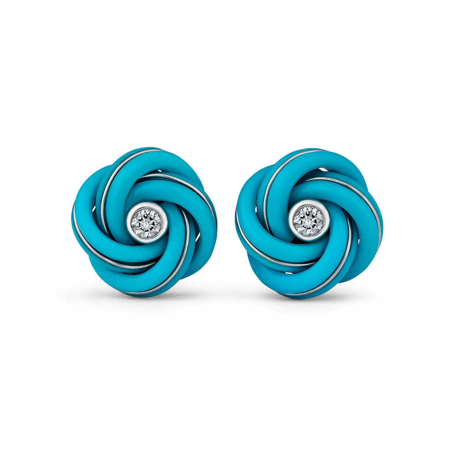 Turquoise Diamond Gold Knot Earrings