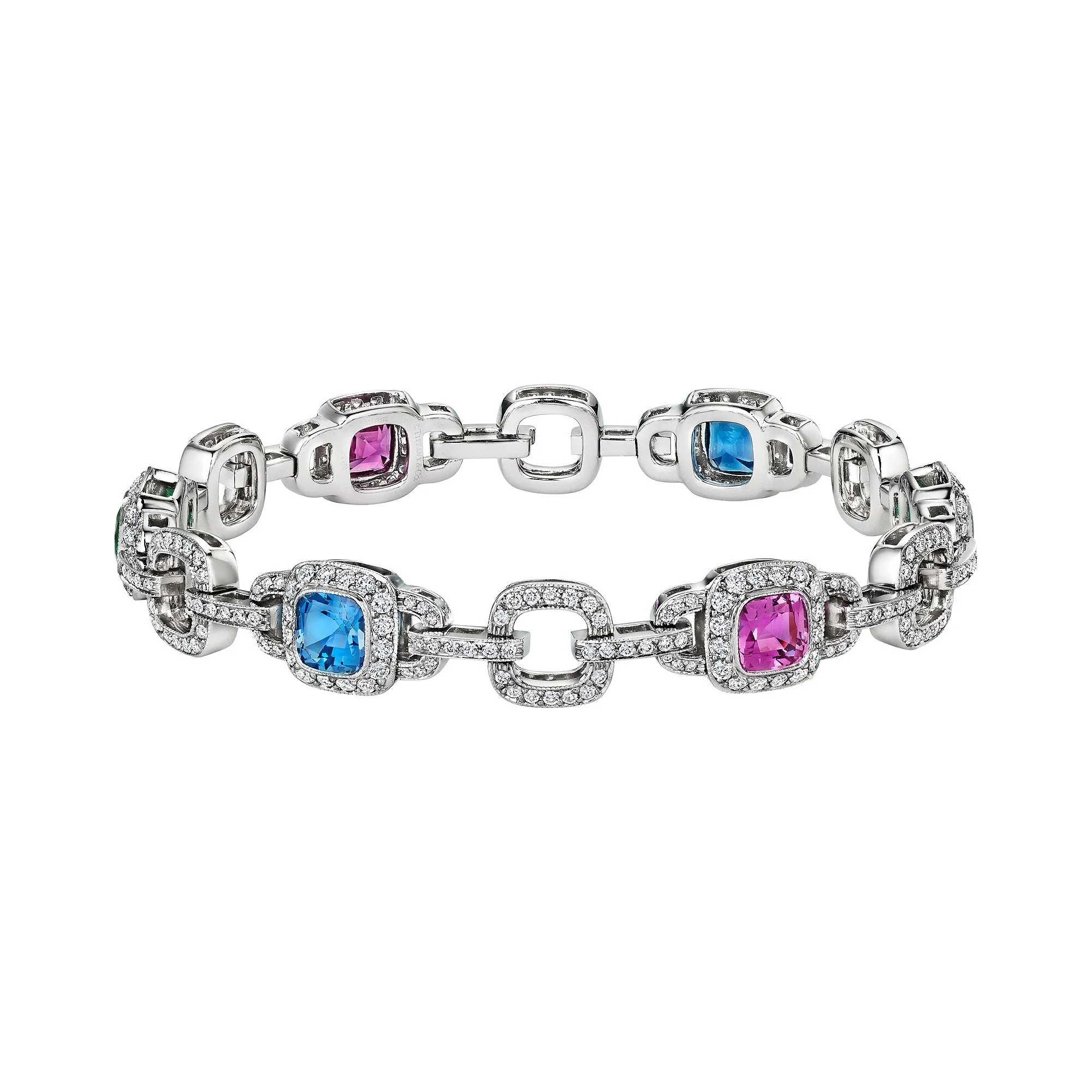 Tiffany & Co. Legacy Sapphire Aquamarine Tourmaline Diamond Platinum Bracelet