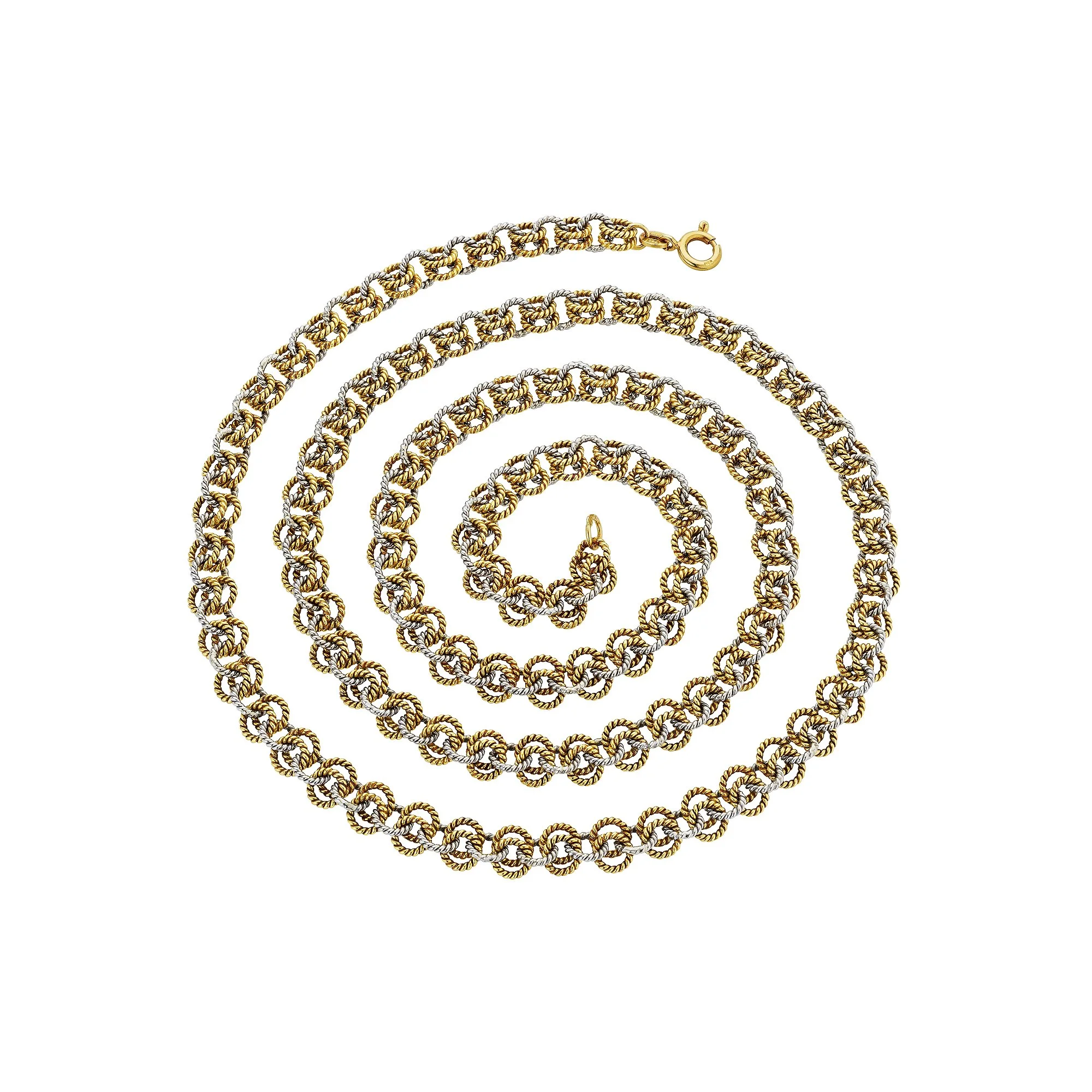 Sterle Paris Bi-Colored White Yellow Gold Round Twisted Link 30" Chain