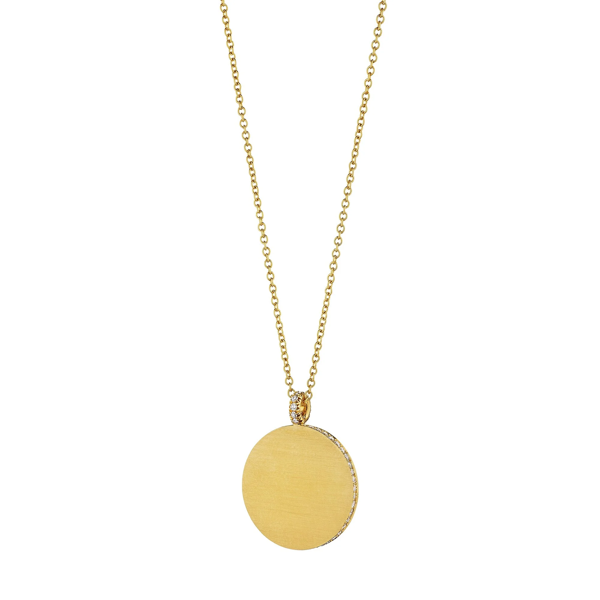 Diamond Gold Small Disc Pendant Necklace