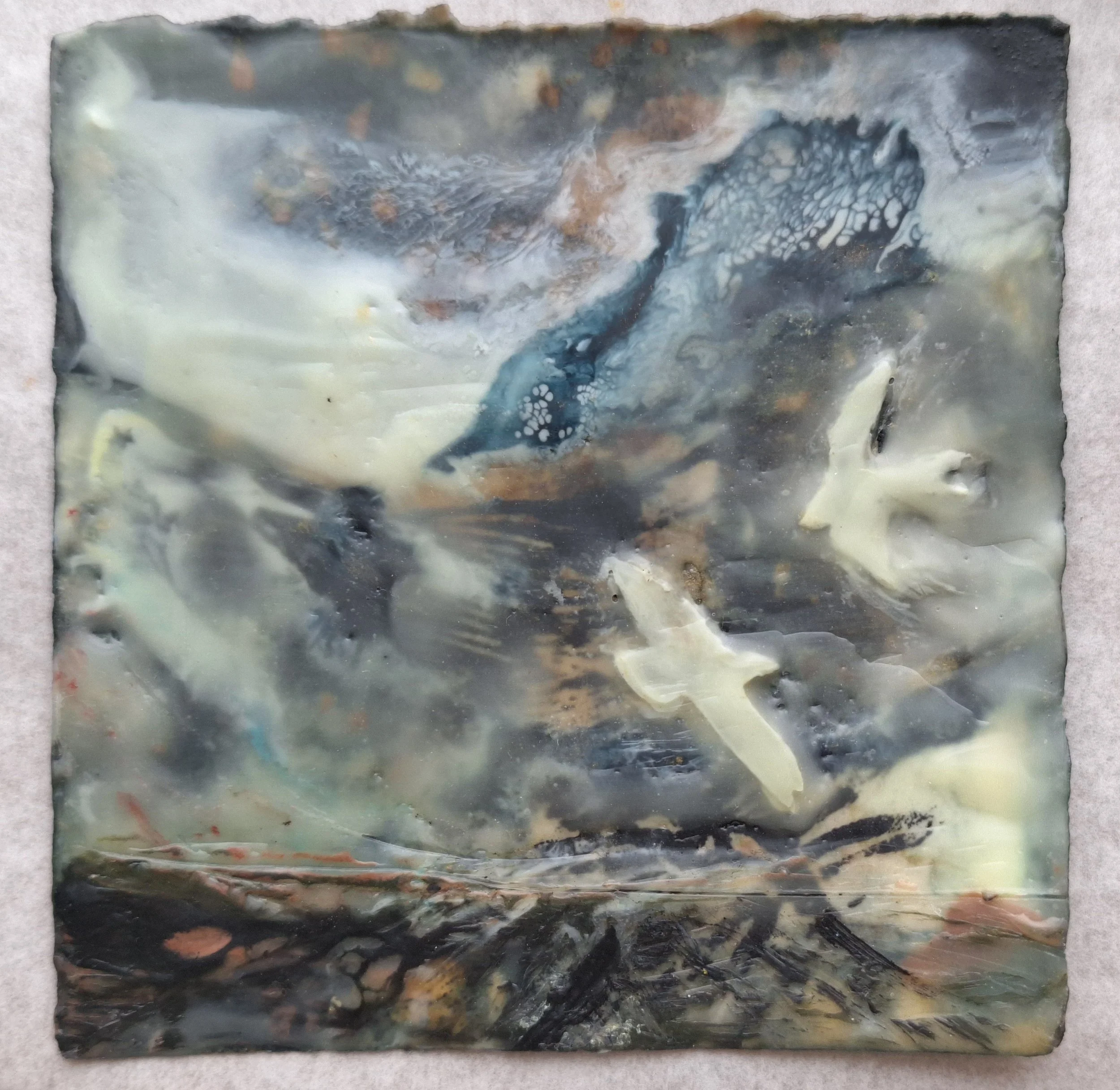 Fields of Flight

 

 encaustic and oil stick on print on Reeves  5” x 5”  2025   