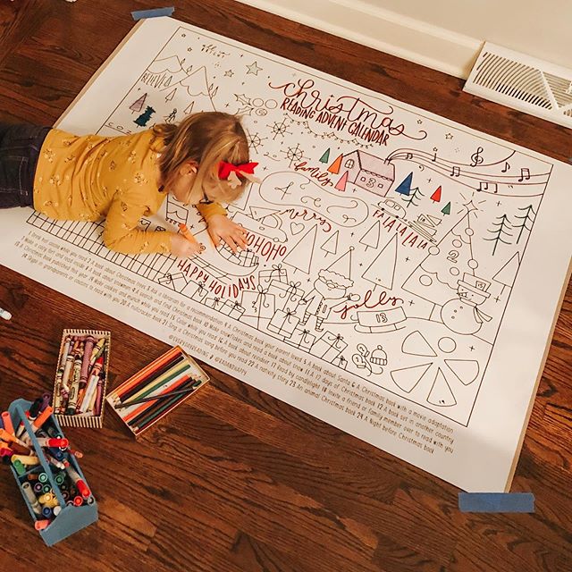 So many up and down three year old emotions this week as we settle back into life at home, but an enormous advent calendar coloring page was the perfect way to end the week ✨