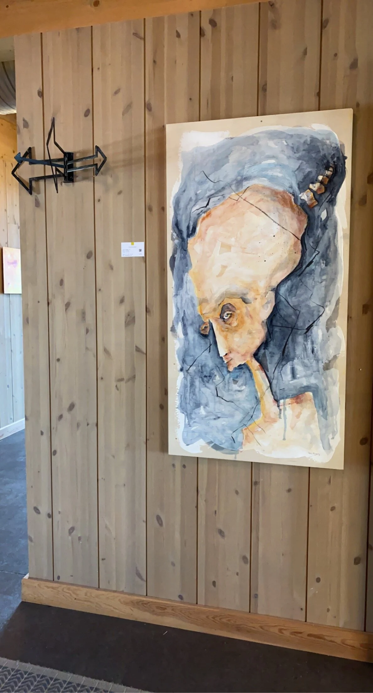  “Livet former IV” | Akryl på finér | 64x122 | 9500,- Her vist fra min utstilling på Øyna Kulturlandskapshotell 