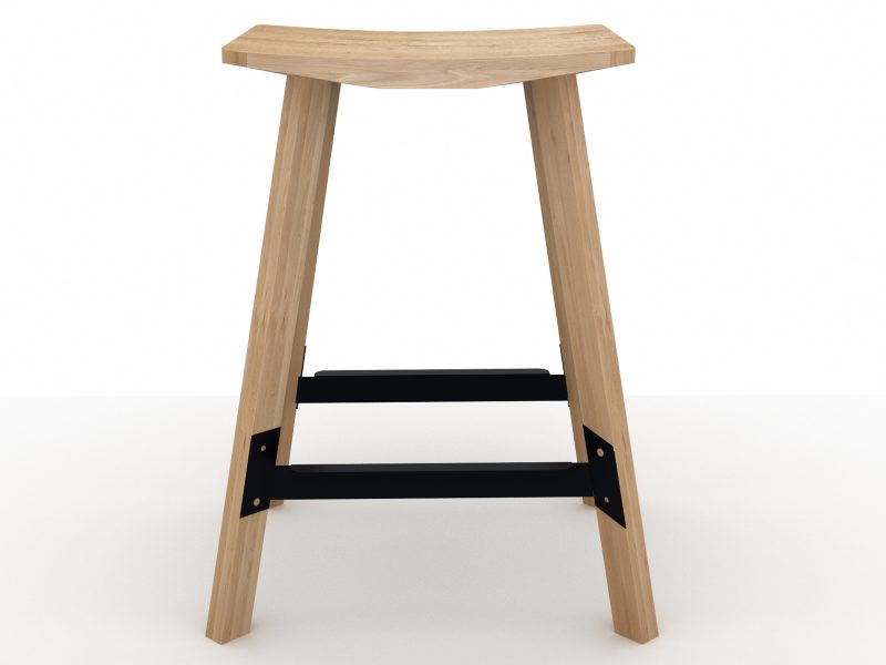 Gud Breakfast stool in solid oak and black lacquered metal joists by Universo Positivo