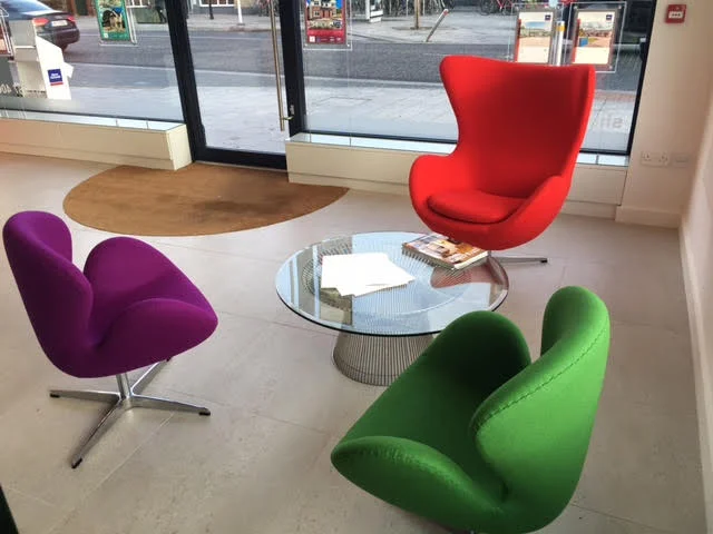 Sherry FitzGerald estate agents are now featuring our Arne Jacobsen-style egg and swan chairs in their newly renovated Ballsbridge head office and throughout their stores nationwide.