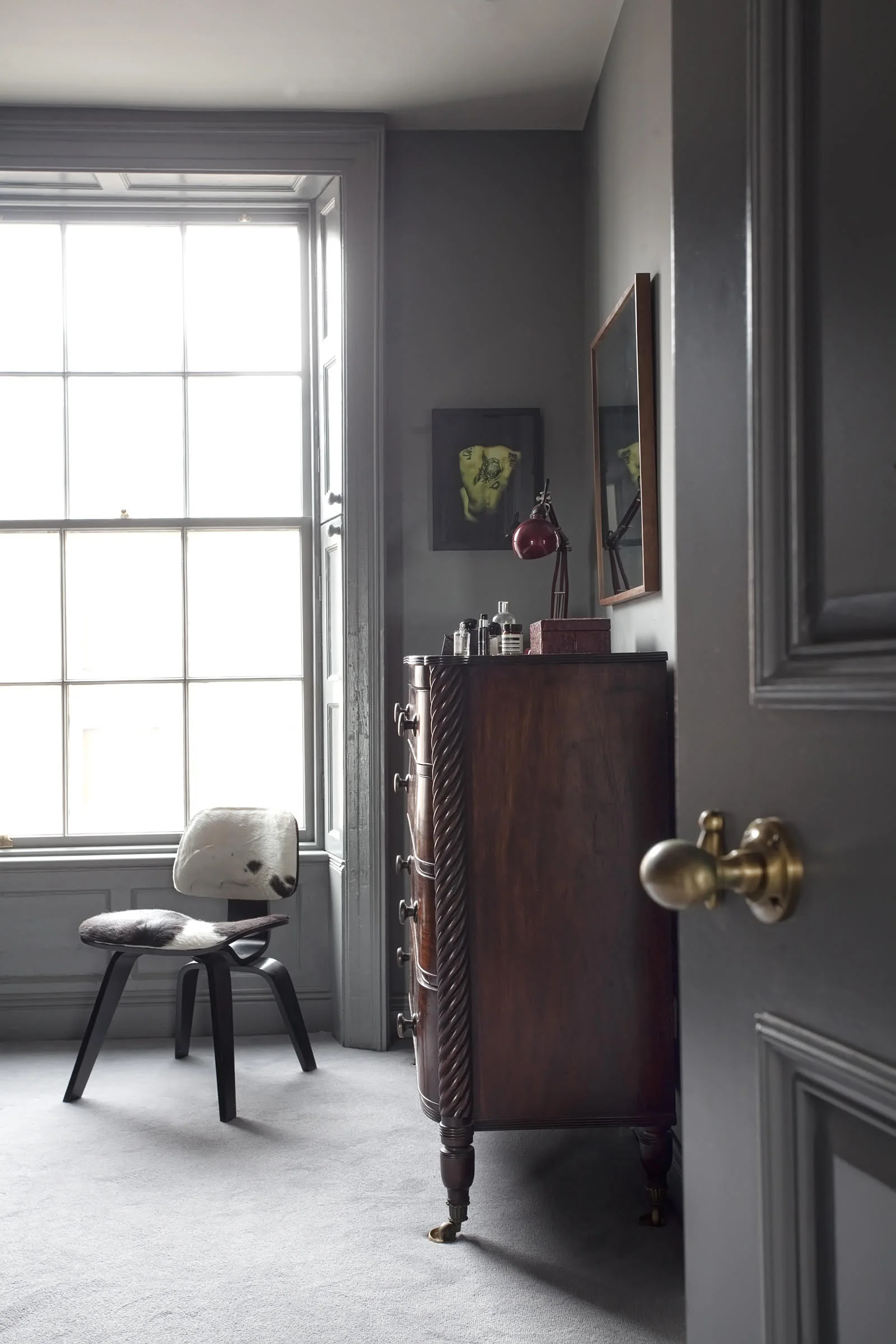 DMVF Architects Our Eames-style DCW chair in black and white pony hide was recently placed in this Camden Street refurb project.