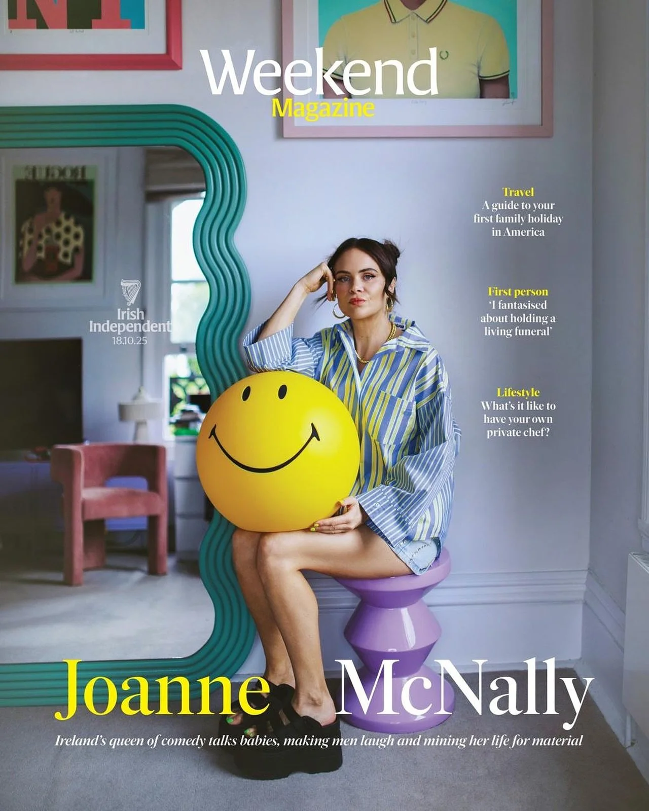 We&rsquo;re thrilled to see @joannemcnally on the cover of this weekend&rsquo;s @independent.weekend magazine, seated on our @polspotten stool! 👏
⁠
&ldquo;After three years touring her record-breaking Prosecco Express show, Joanne McNally is going b