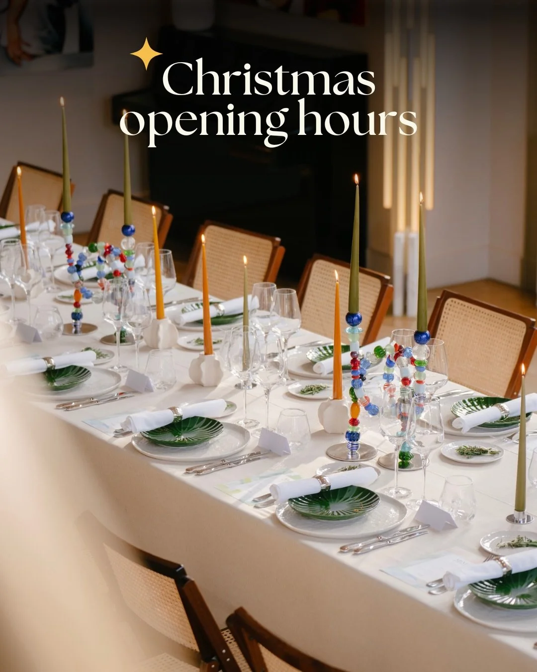 🎄 Christmas &amp; New Year Opening Hours 🎄

We&rsquo;re open all this week for last minute Christmas shopping, and closing our showroom on Tuesday the 23rd December at 4pm ✨

Closed: &bull; Wednesday 24th &bull; Thursday 25th &bull; Friday 26th &bu