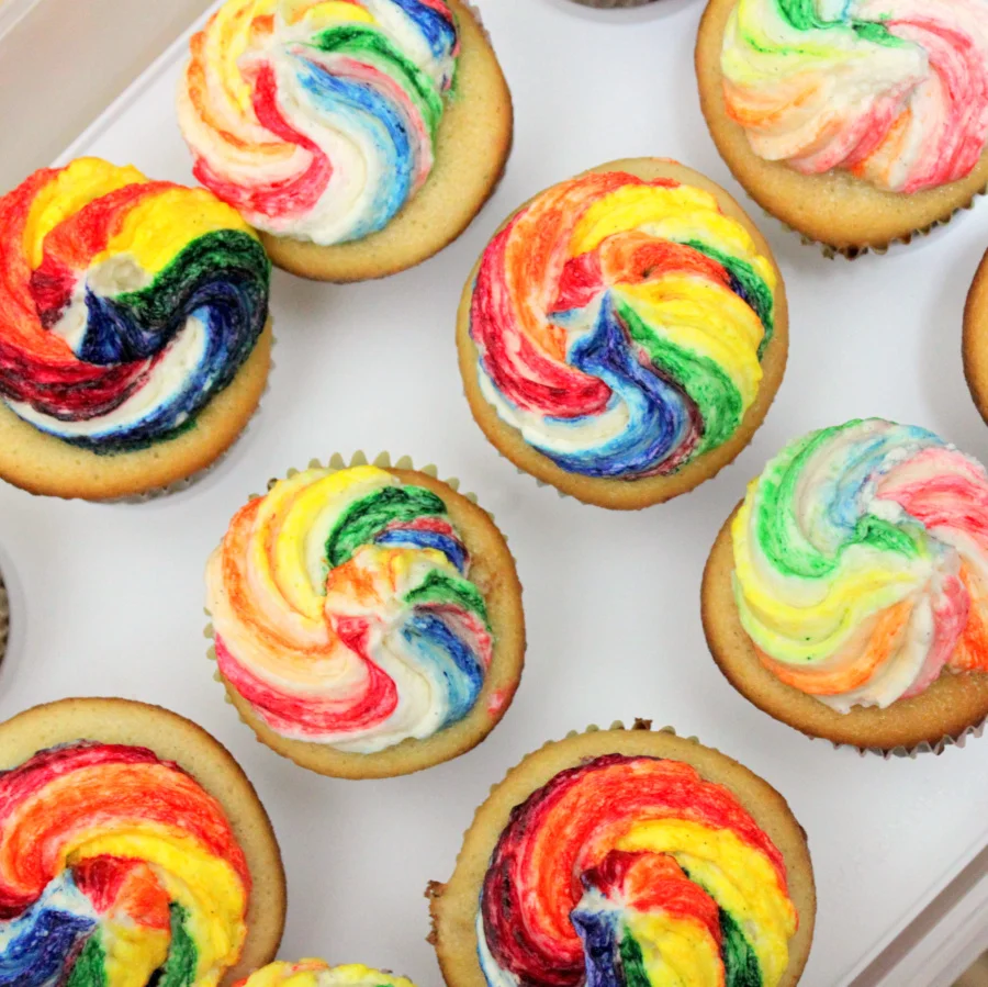 Rainbow Birthday Cupcakes