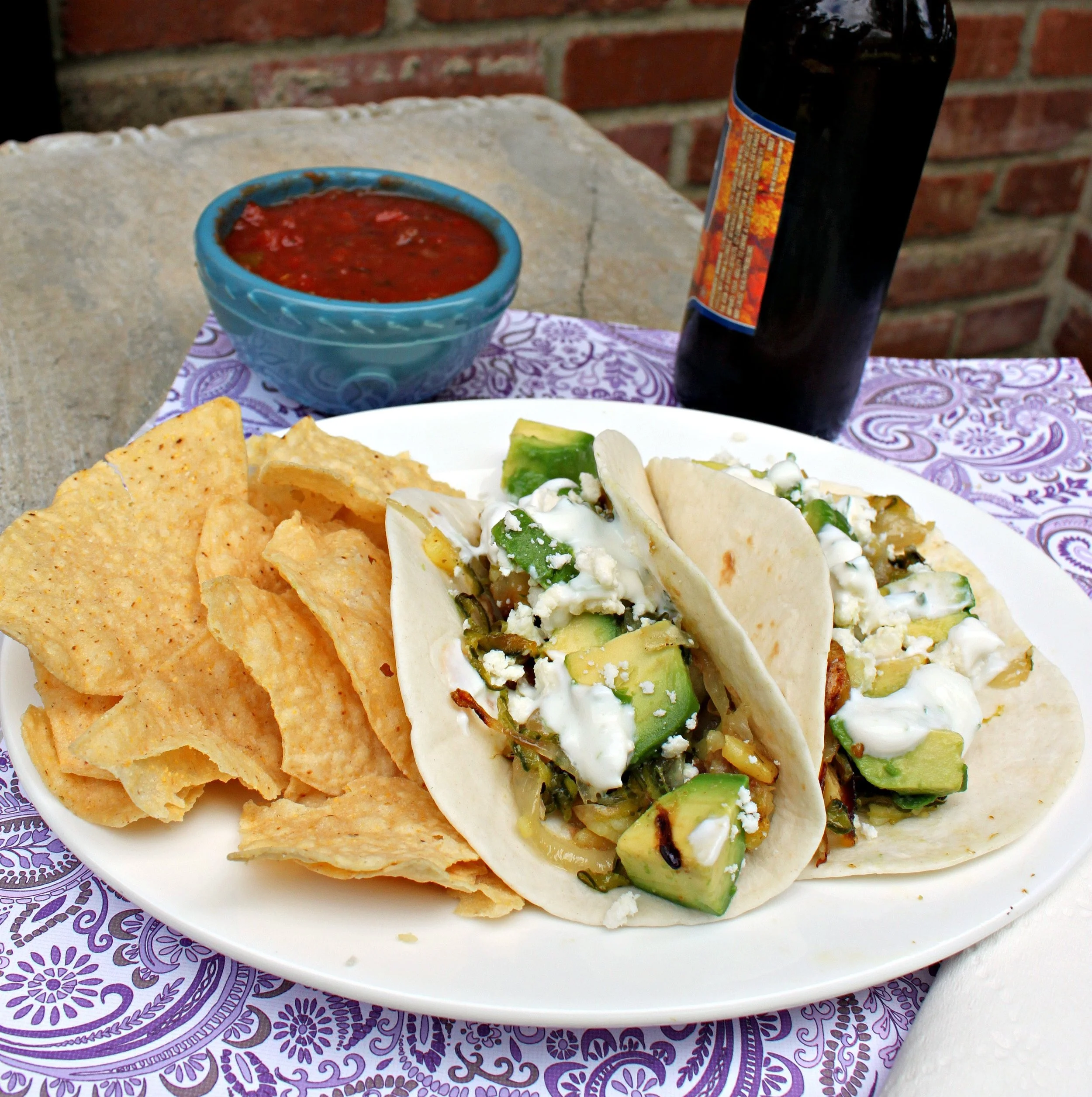 Potato Poblano Tacos with Avocado and Cilantro Lime Yogurt