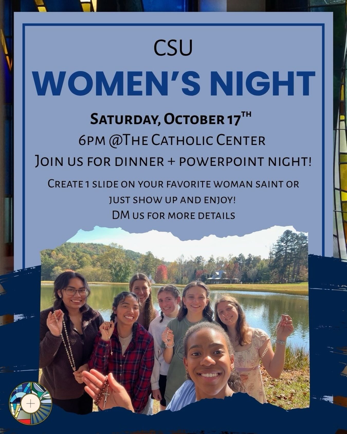 Women&rsquo;s night!! Join us Oct 17th for an extra special &ldquo;Powerpoint night&rdquo; where we can learn about each other&rsquo;s favorite saints and have dinner together! dm this account for details on where to send your slide