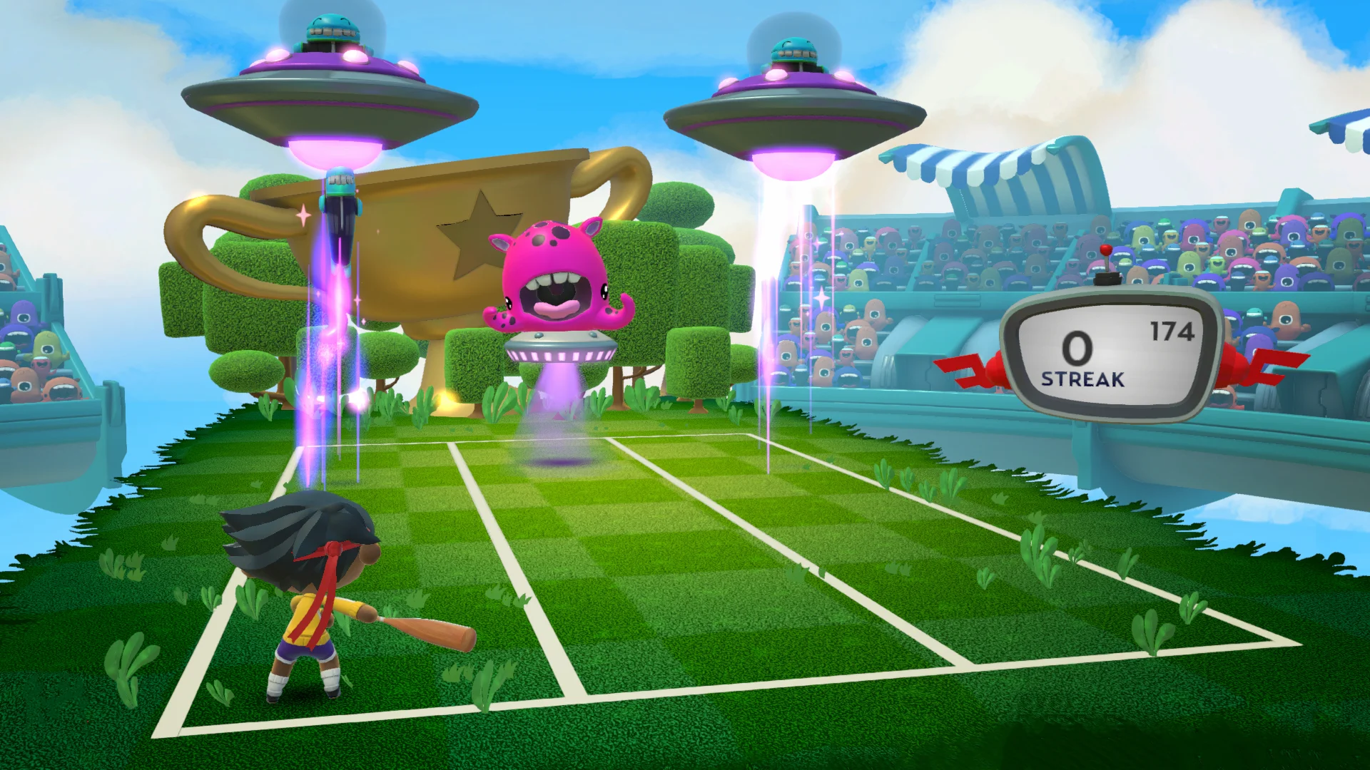  Whacky Bat - I made the trophy, UFOs, stadium and monitor. 