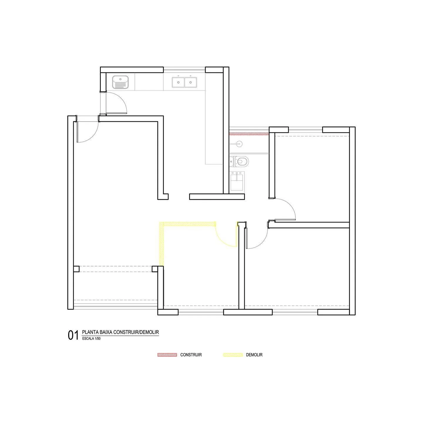 Apartamento MM | Antes e depois da interven&ccedil;&atilde;o
Voltamos a planta original do apartamento devolvendo aos moradores a sala de jantar que havia sido fechada dando lugar a um quarto atualmente sem uso. 
.
.
.
#arquitetura #residencial #refo