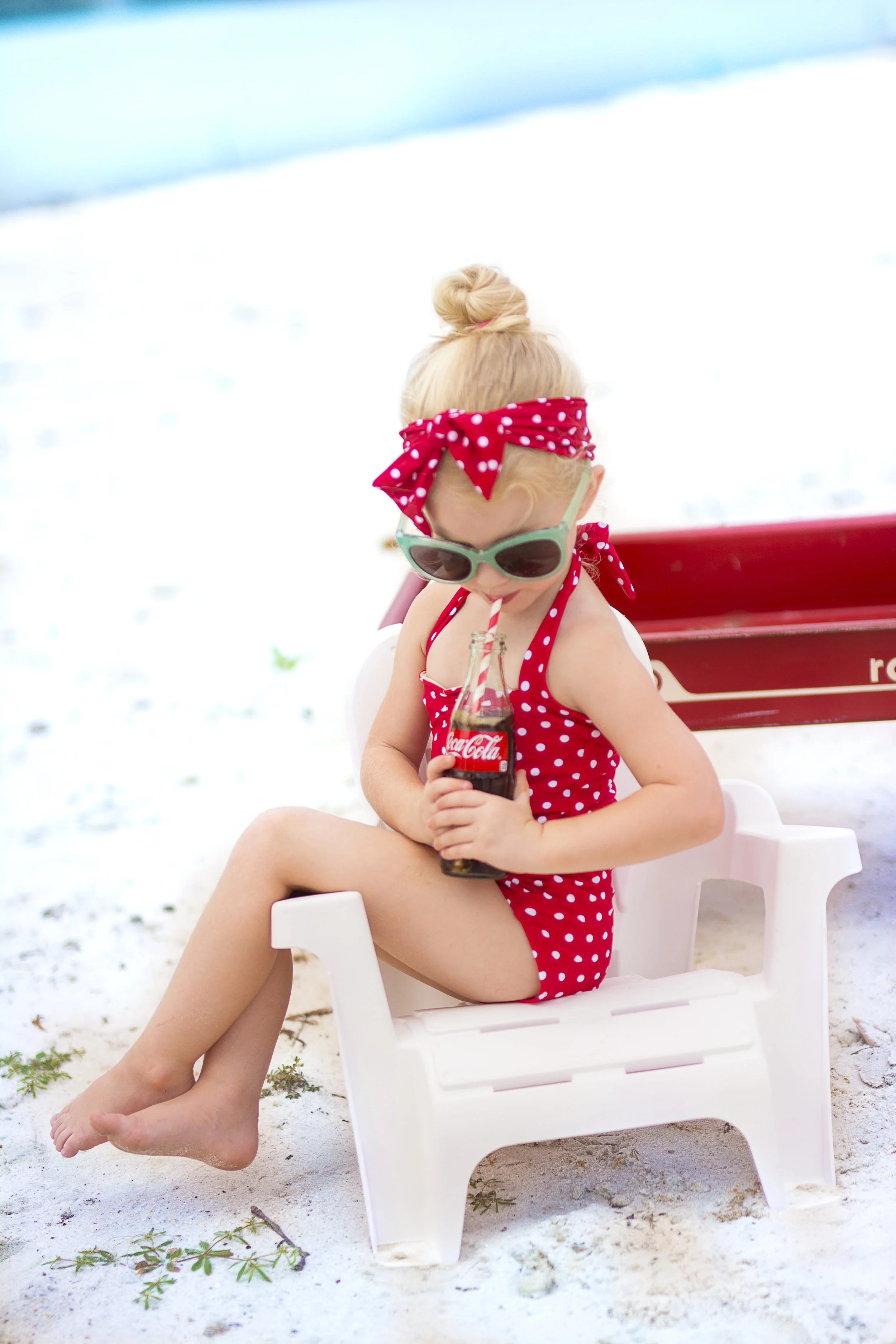 Girls Red and White Polka Dot One Piece