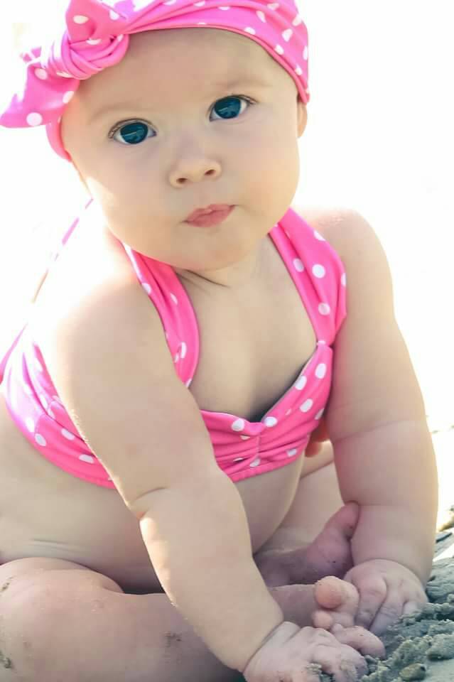 Pink and White Polka Dot Retro Baby Bikini