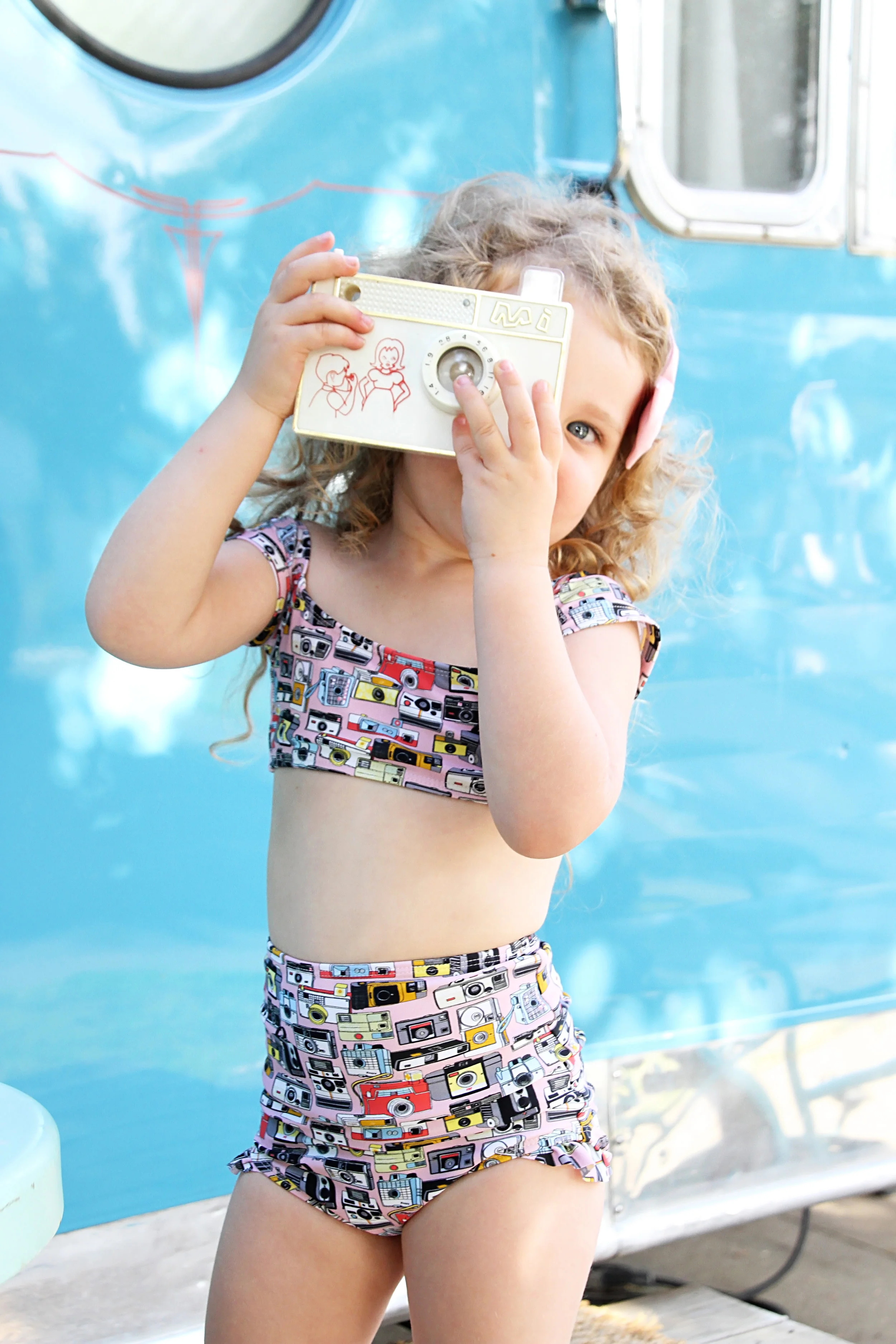 Mini Pink Vintage Camera Print Bikini