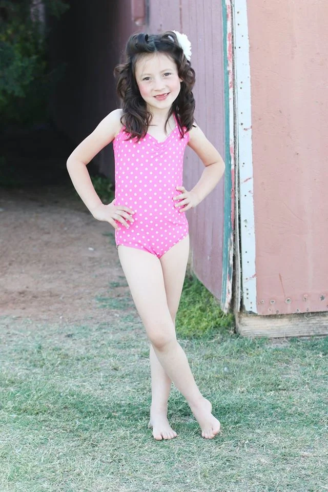 Girls Pink and White Polka Dot One Piece