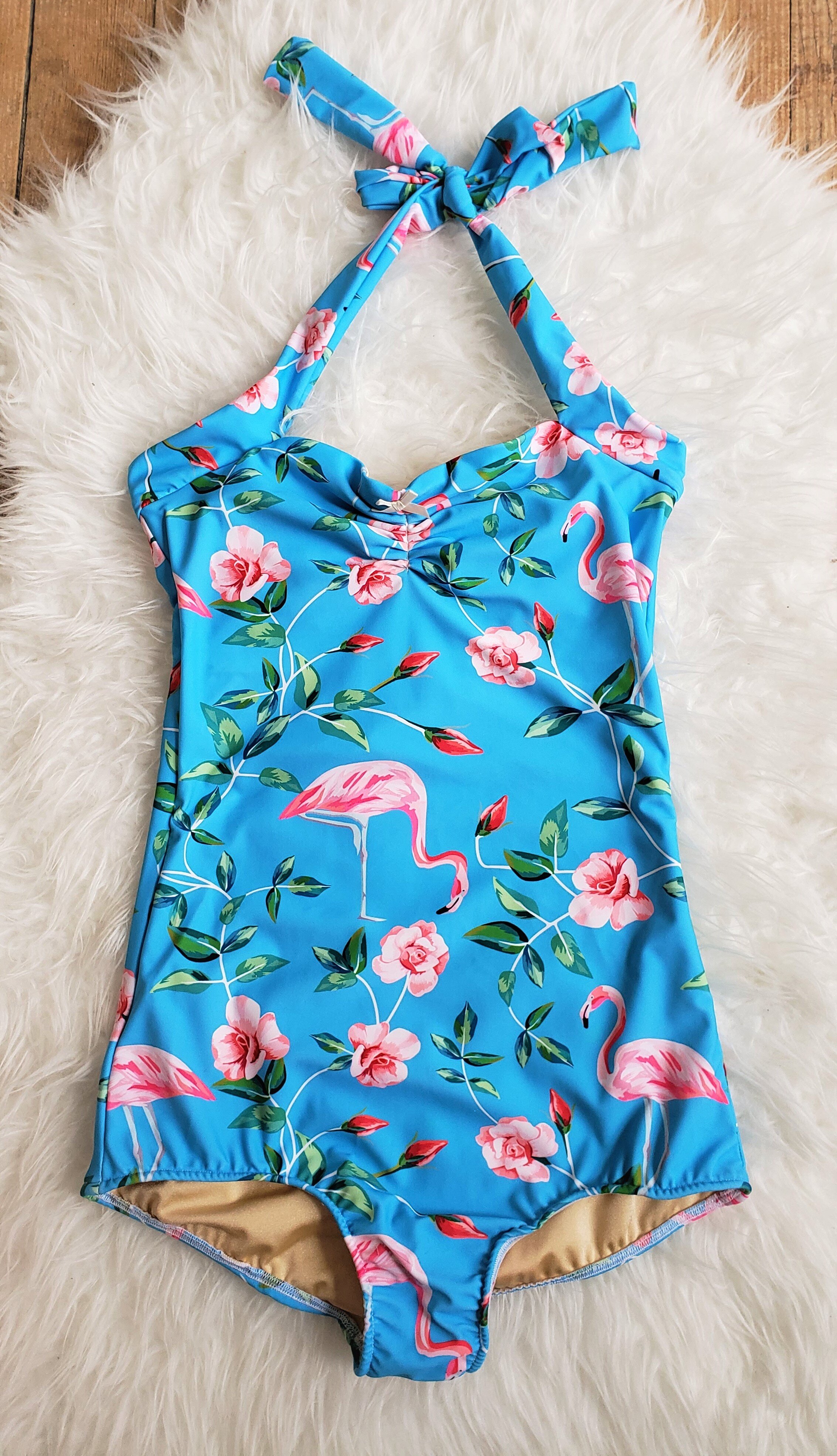 Spring Dream ~ Pink Flamingo and floral print one piece — Red Dolly ...