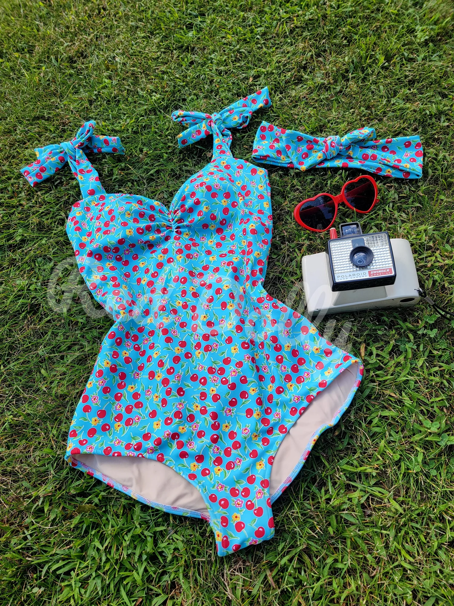 Cherry print ? One piece swimsuit ~ Choose your color — Red Dolly 