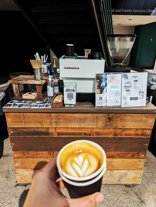 Rosebud Coffee mobile coffee cart and team in Pasadena, CA