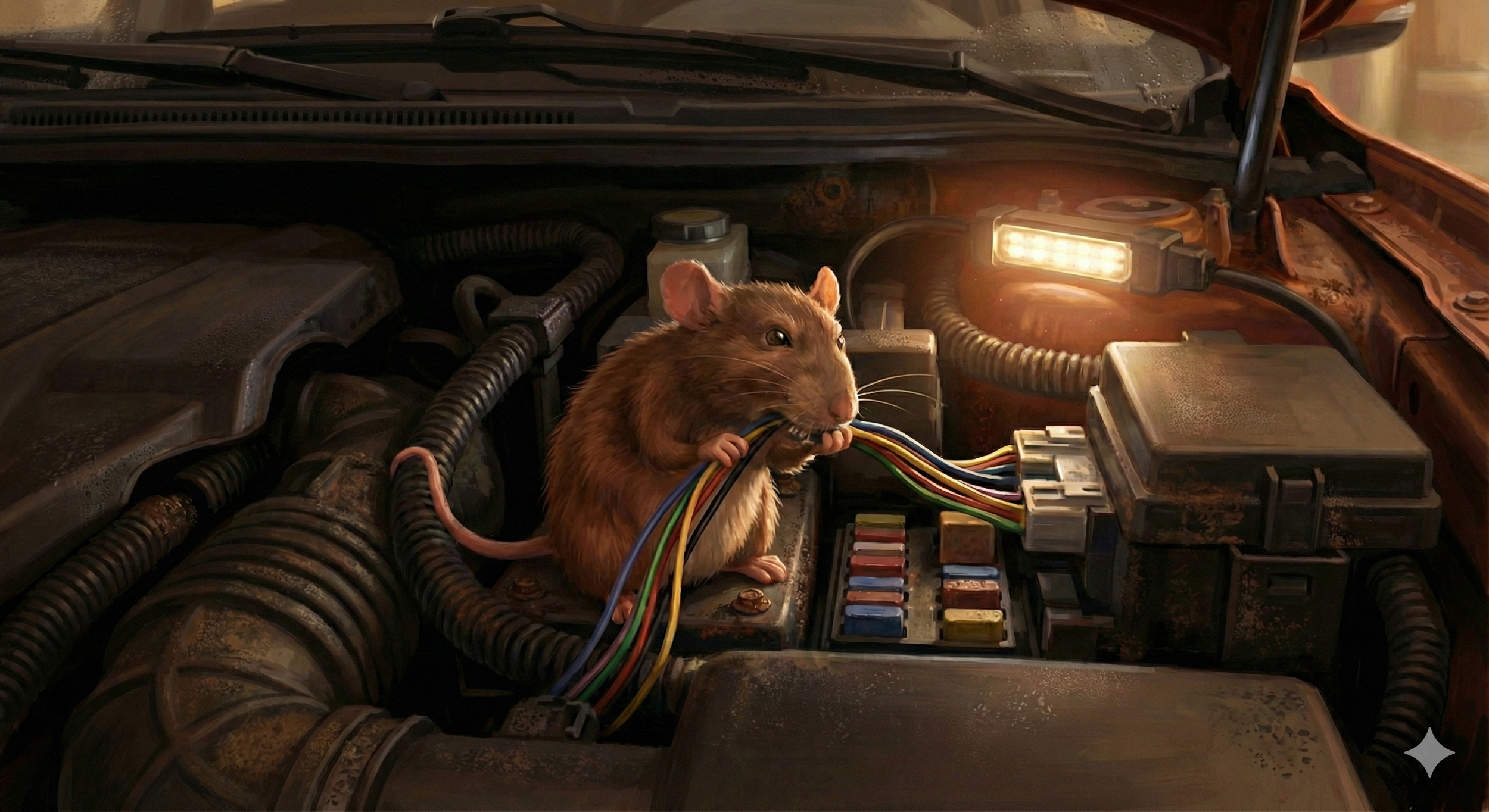 Rat Eating Car Wires
