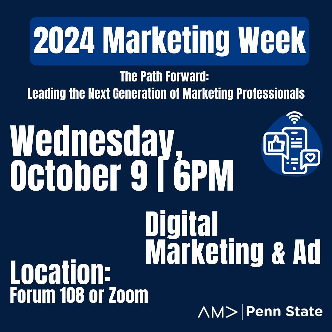 Day 3 of Marketing Week is all about digital marketing and advertising! We will be hearing from Jamie Heckelman in Forum 108, as well as a Saxbys coffee fundraiser and the perfect pitch competition. Reminder: if you are in the DM&amp;A division, you 