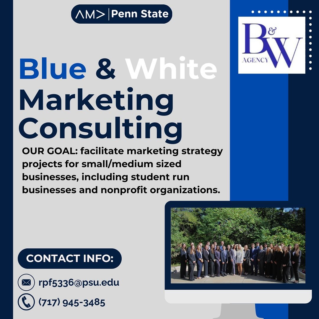 PSAMA is launching the Blue &amp; White Consulting Group! Do you or someone you know own a small/medium sized business? Let us help you with the marketing!

Members, learn how you can get involved by reaching out to exec.