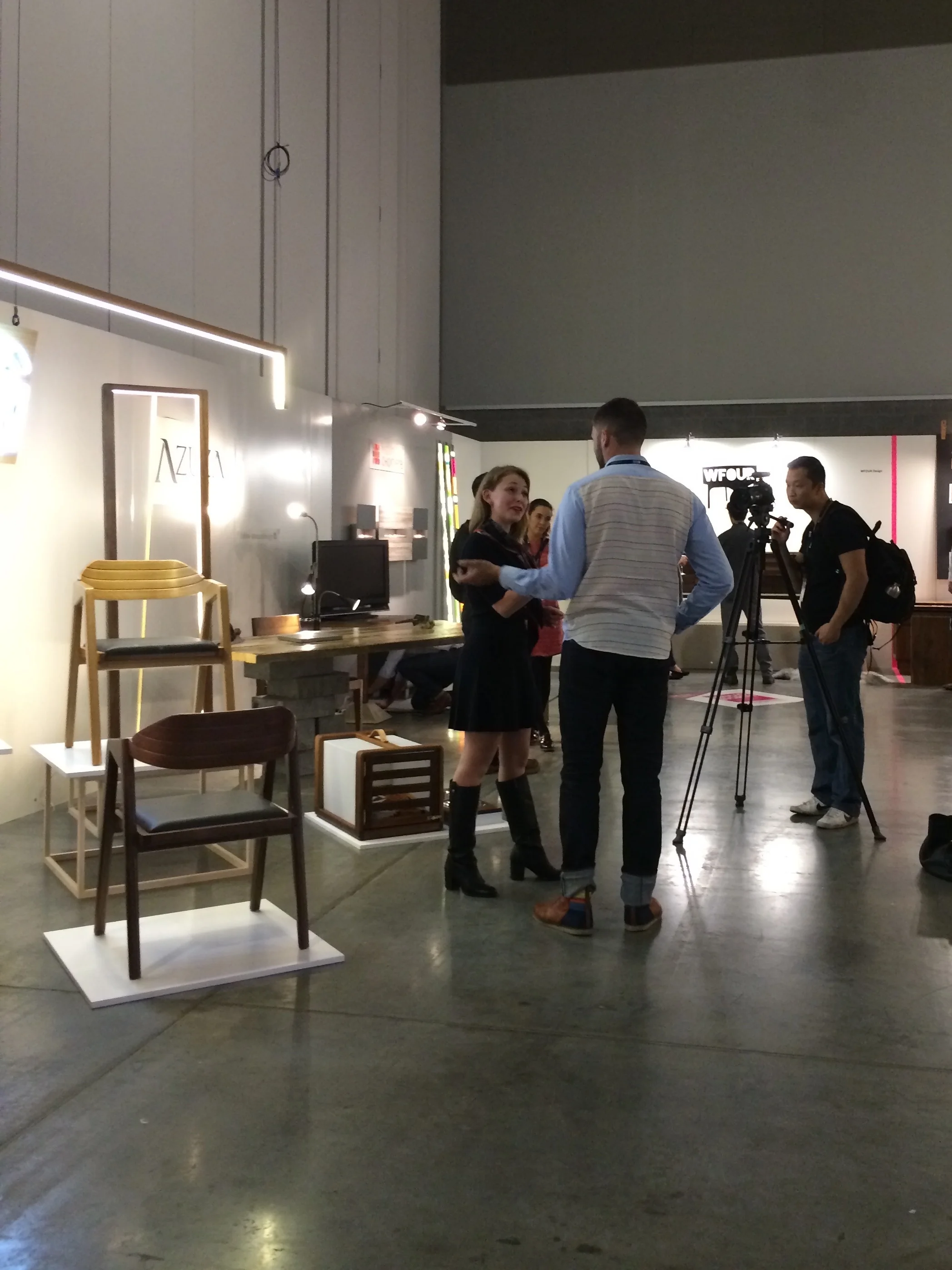 Press interviews at trade show.