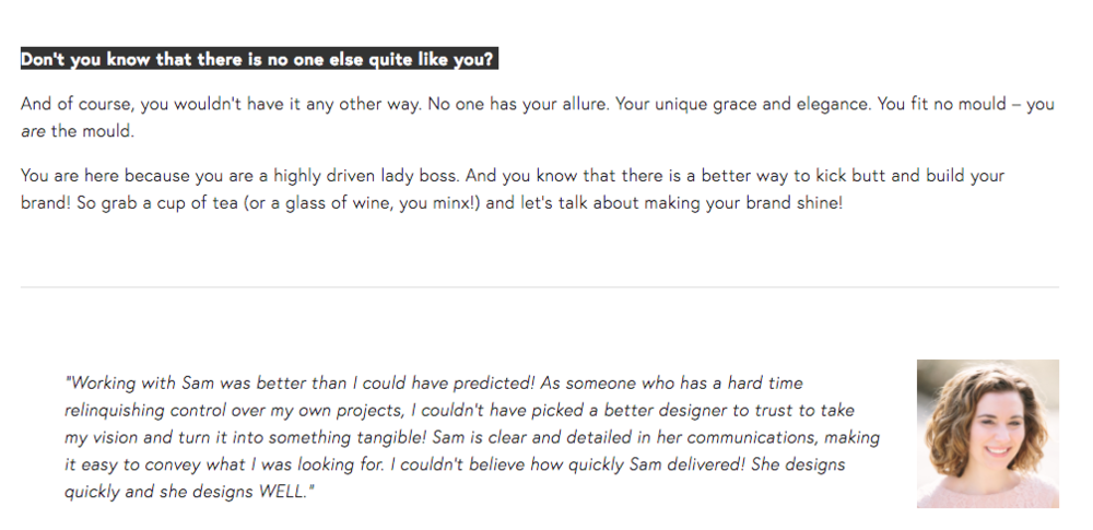 about me page example