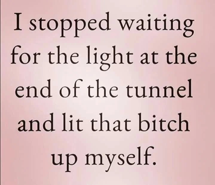 I stopped waiting for the light at the end of the tunnel and lit that bitch up myself.jpg