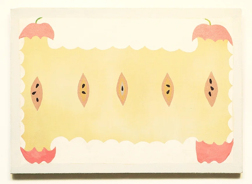 Apple Core Unscrolled , 2017, Acrylic and Graphite on Canvas