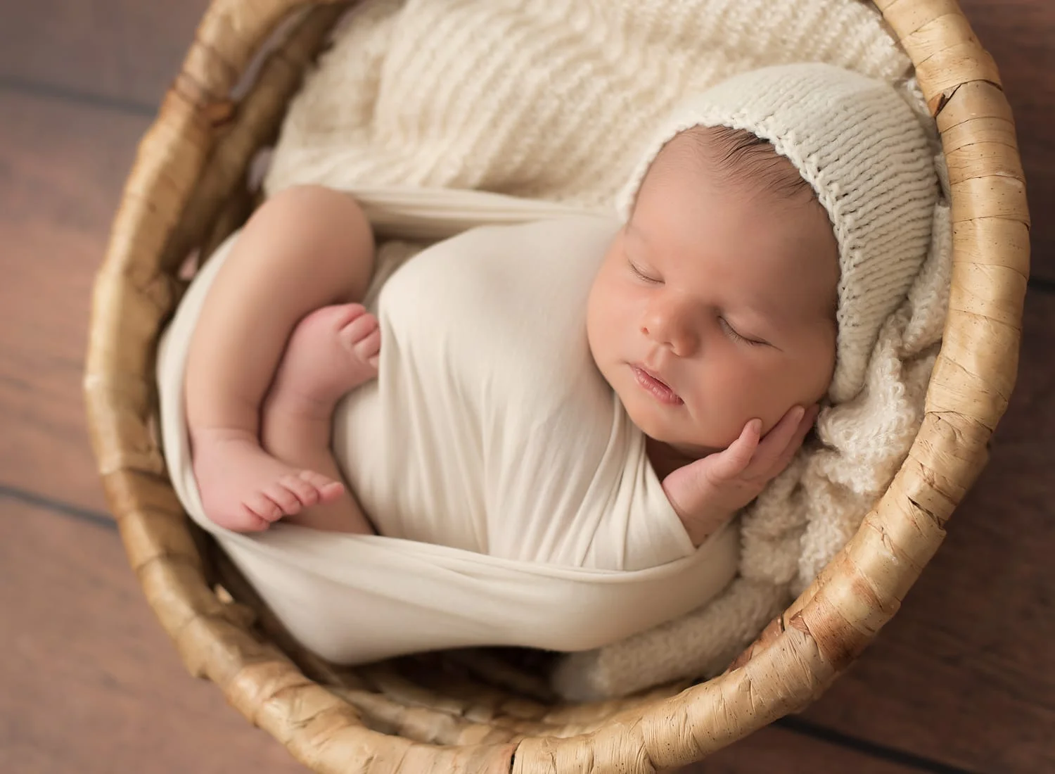 baby in basket photography