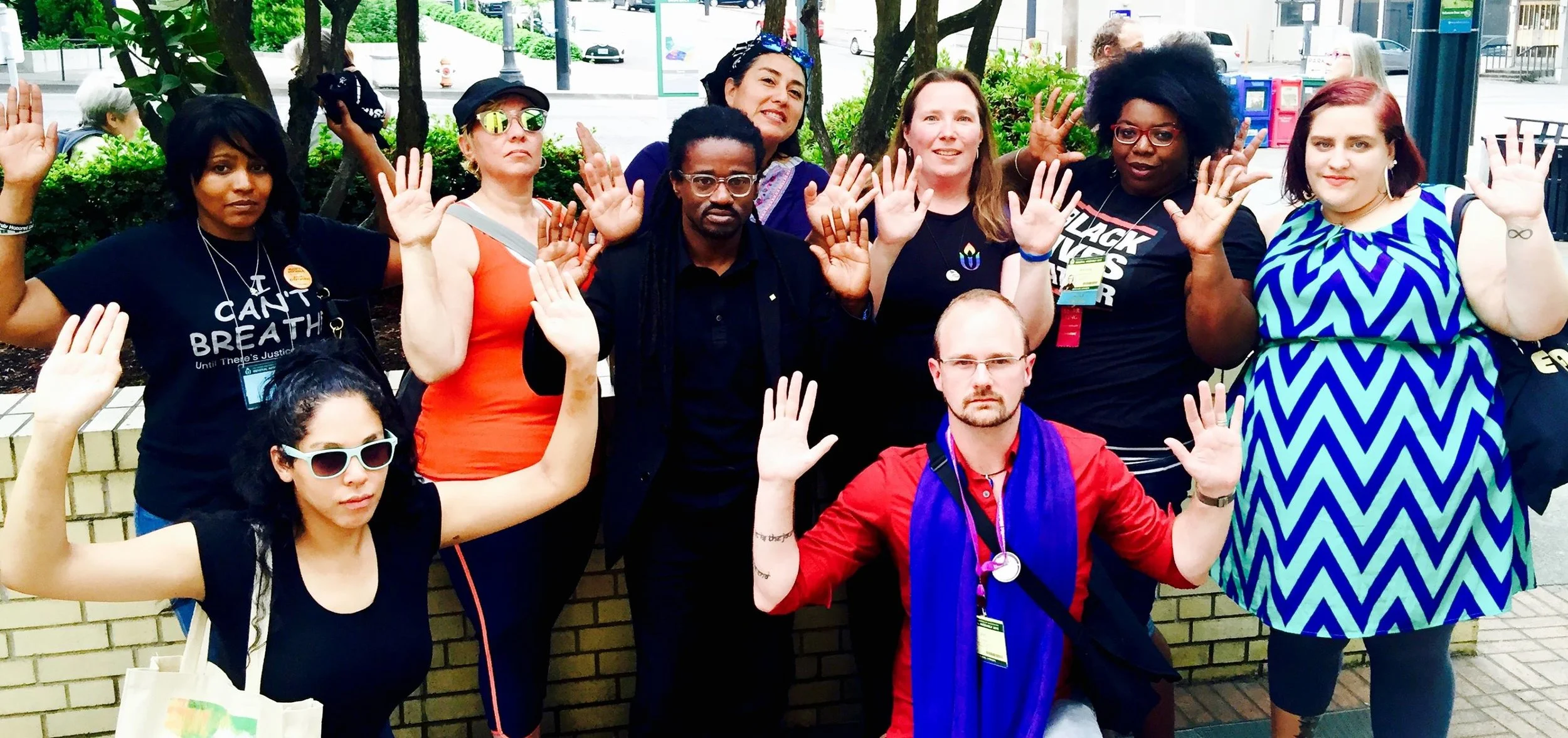 With Black Lives Matter activists after an action at the UUA General Assembly in Portland, June 2015