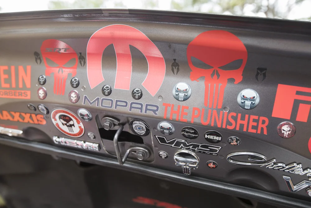 Dodge Challenger under the hood.