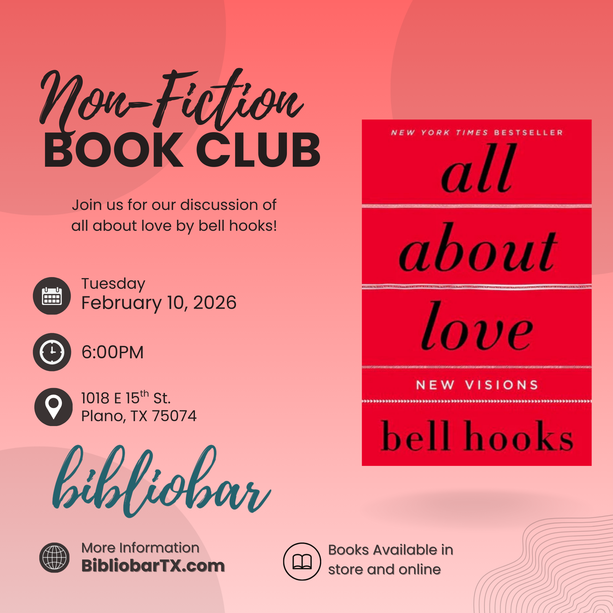 Non-Fiction Discussion Book Club: all about love by bell hooks